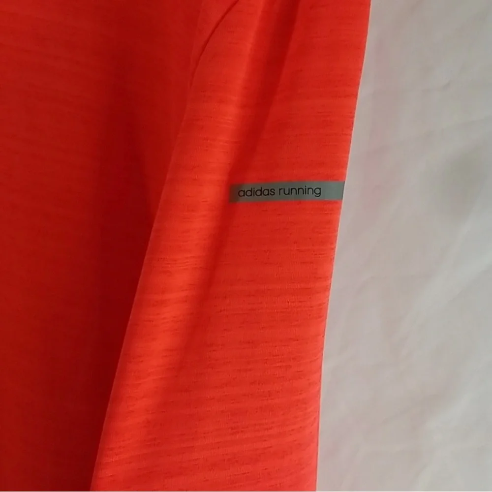 Adidas Neon Orange-Red Running Athletic Long Sleeve Climalite Shirt Size Small